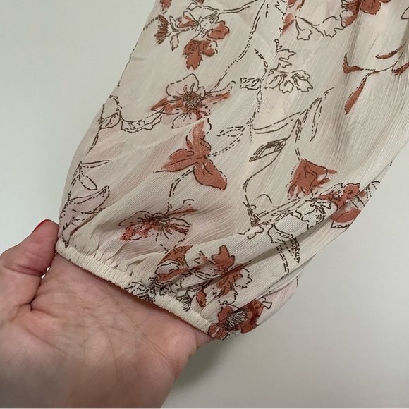 Jacquie The Label Long Sleeve Sheer Wrap Dress Cream Floral Size Small - Picture 5 of 10